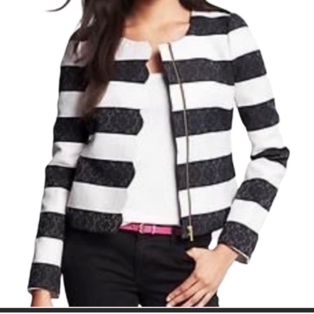Banana Republic Striped Scalloped Parisian Jacket